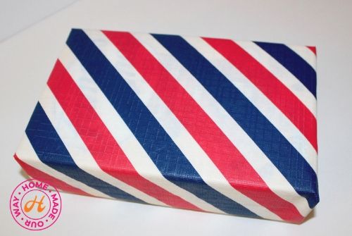 image of wrapped box in stripes pattern