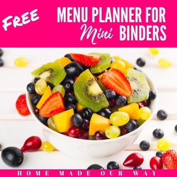 Free and Simple to Use Menu Planner for Mini Binders