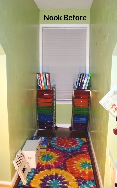 before picture of the reading nook
