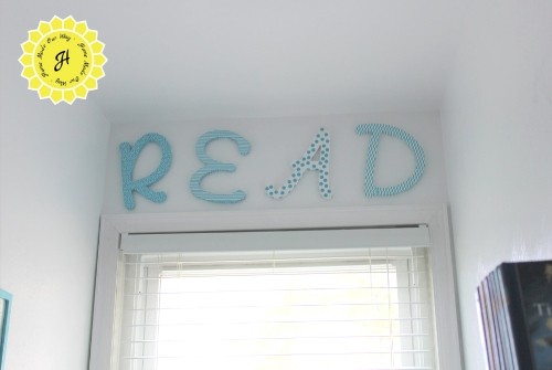 Wooden Letters Decor for the Reading Nook above the window frame