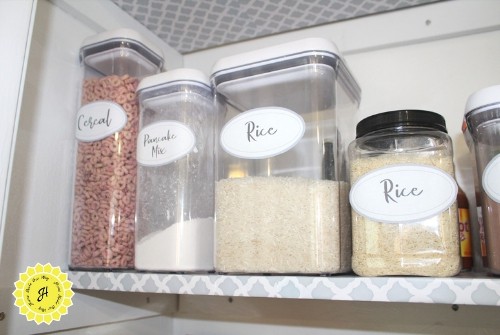 labeled pantry canisters