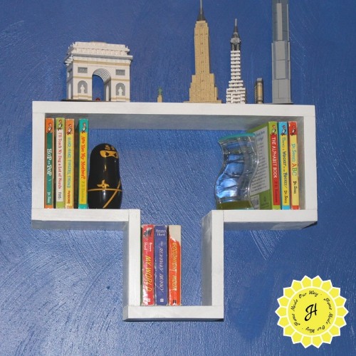 image of tetris shelf with books and lego cities