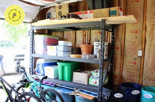 garage shelf organized