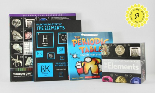 books and cards on the periodic table elements