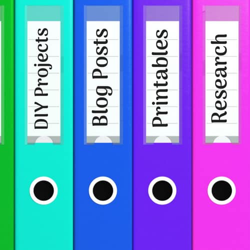 different colored binders with matching font