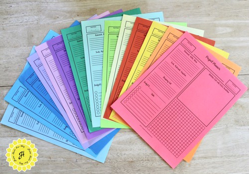 project planner printable in different colors