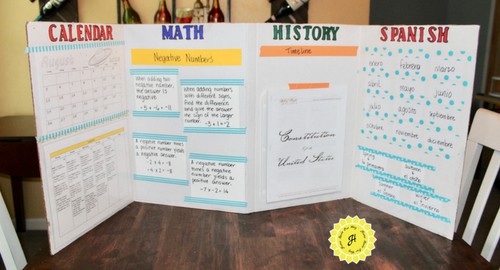 trifold board as resource center homework station