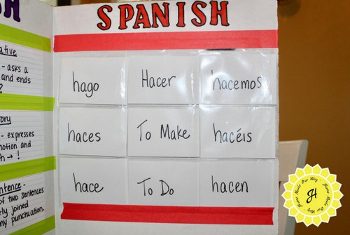 spanish section on trifold board