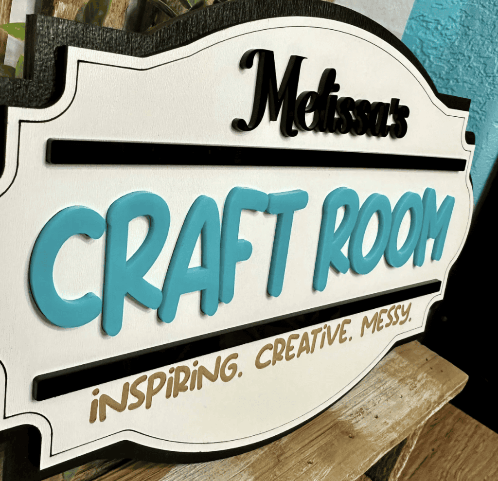 wooden craft room sign