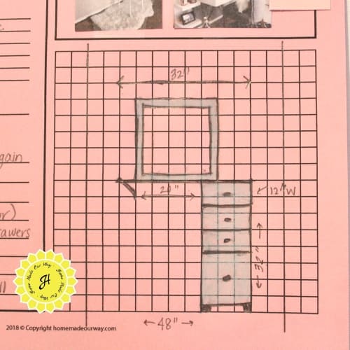 graph section of the project planner showing vanity DIY measurements