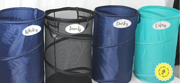 set of four pop-up hampers for laundry