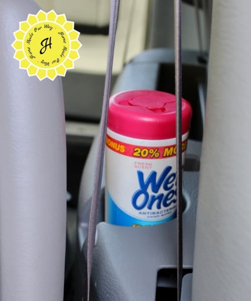 Canister of Wet Ones in Cup Holder