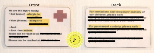 Emergency information cards
