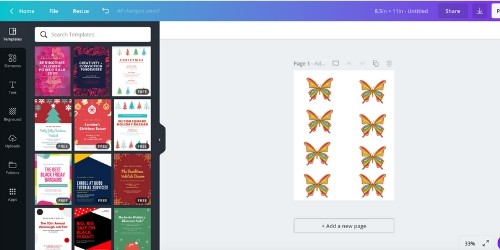 screenshot of canva butterflies