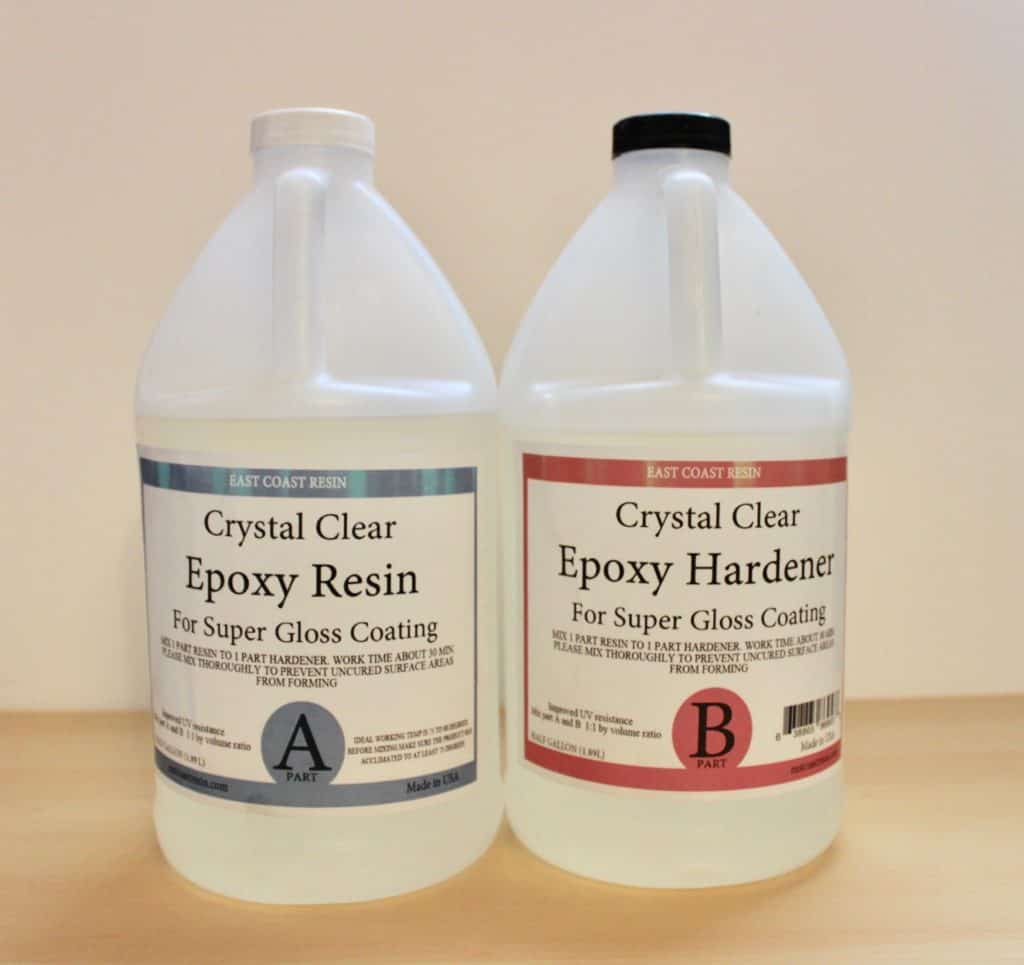 jugs of epoxy resin mixture