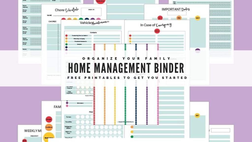image of home management binder pages