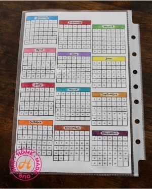 year-at-a-glance calendar in page protector