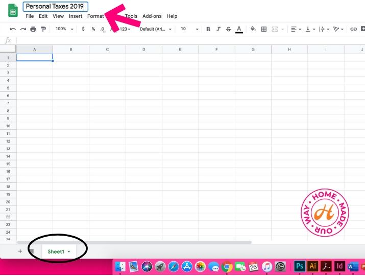 photo tutorial for naming spreadsheet in google drive