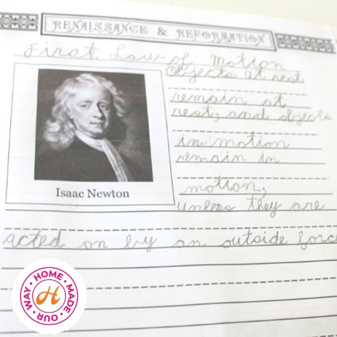 science notebooking - isaac newton