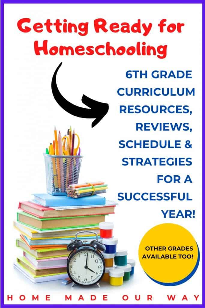 pin image for 6th grade homeschool schedule post