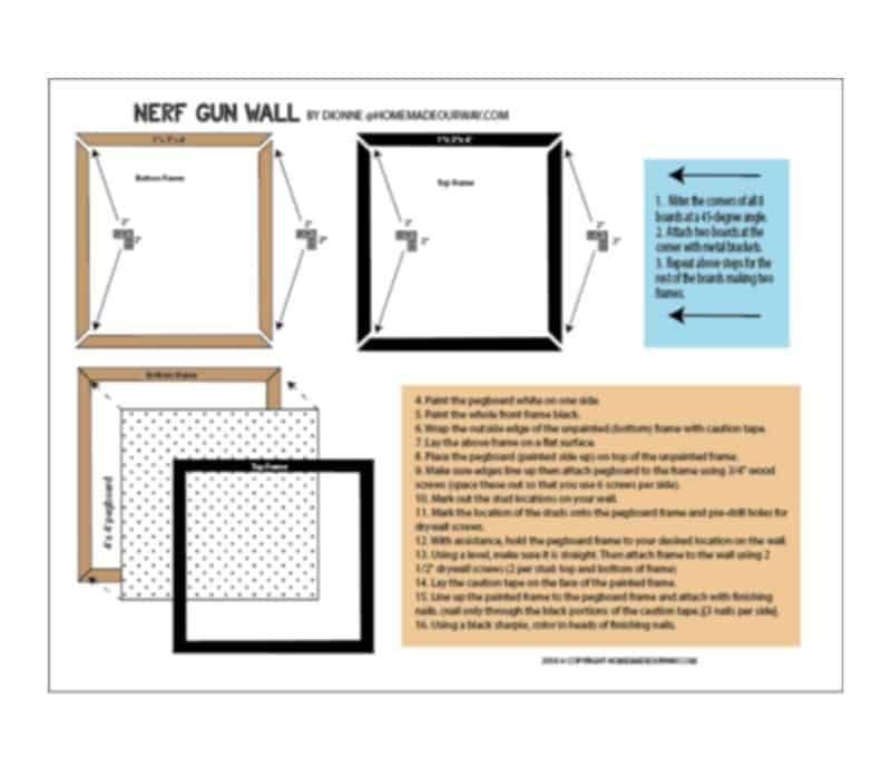 image of Nerf wall diy diagrammed plans