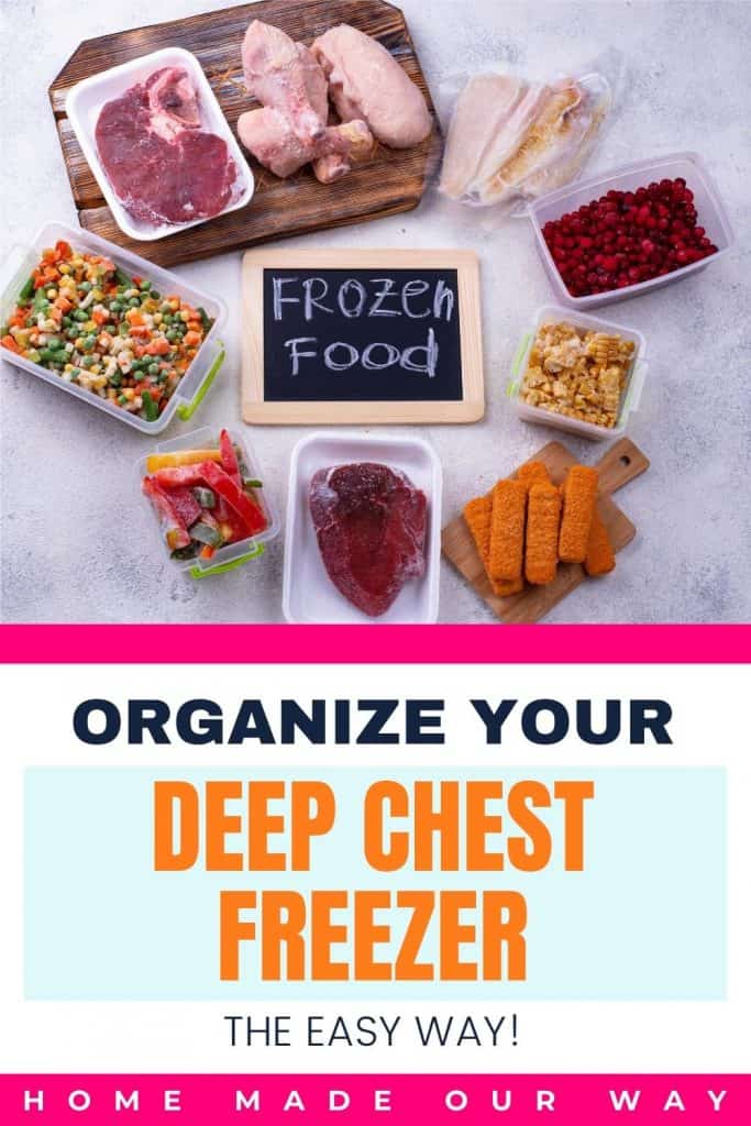 pin image for organizing your deep chest freezer post