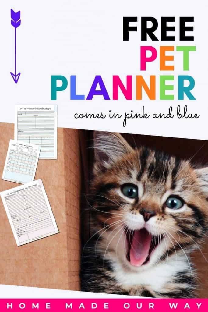 Pin image of the Free Pet Planner Printables post