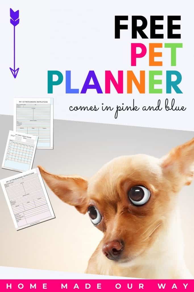 Pin image of the Free Pet Planner Printables post
