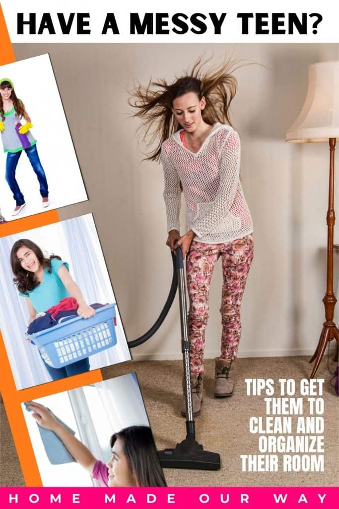 pin image for How to Get Your Teen to Clean and Organize Their Room post