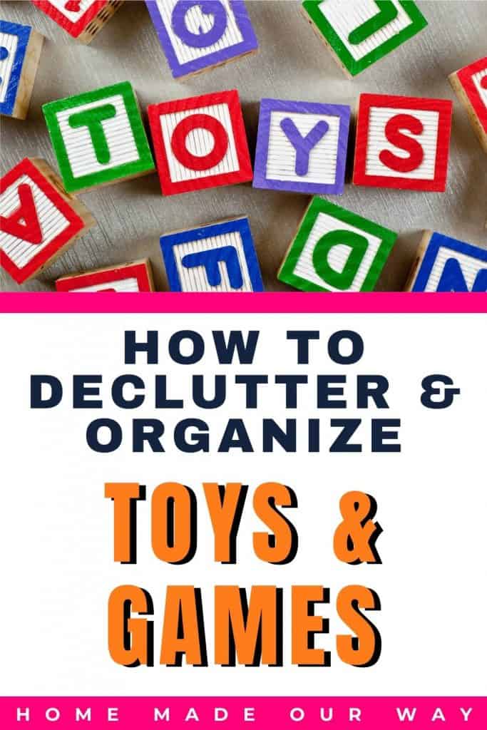 pin image for organizing your toys and games post