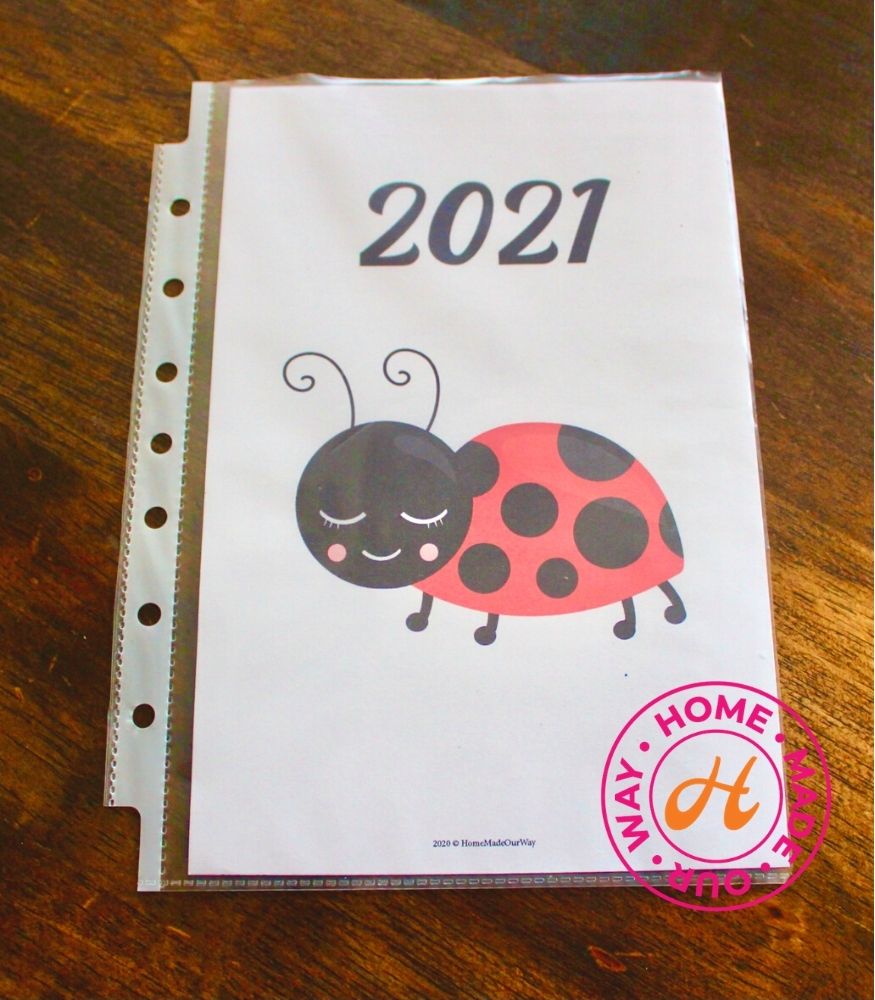 ladybug cover page for mini binder and letter size planner pages