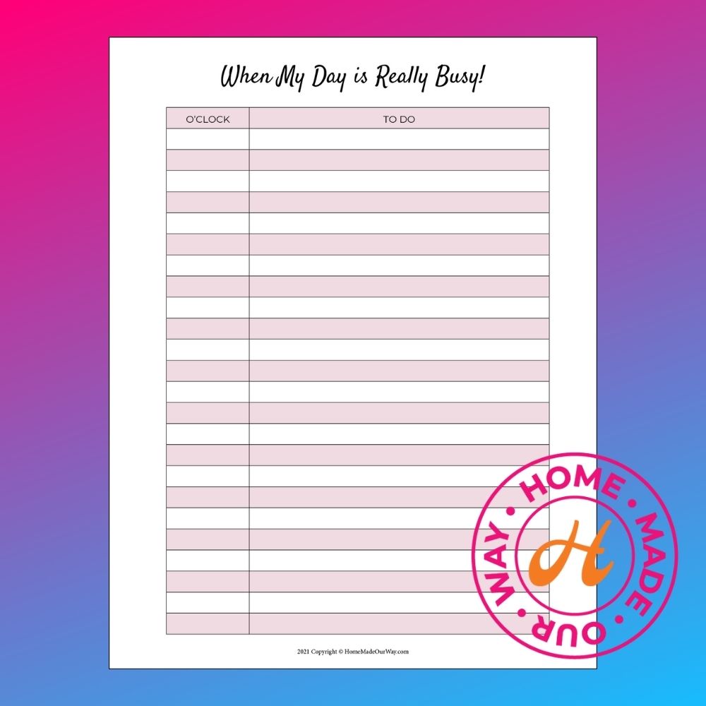 image of daily to-do page for 2022 free daily planner