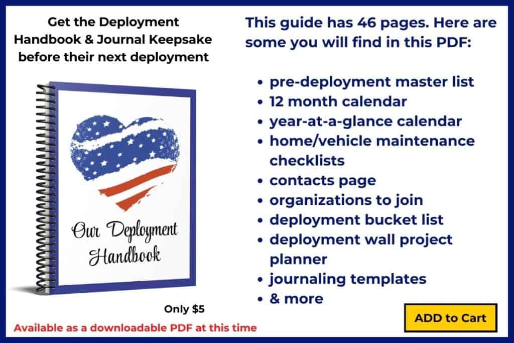 ad for military deployment handbook and keepsake journal
