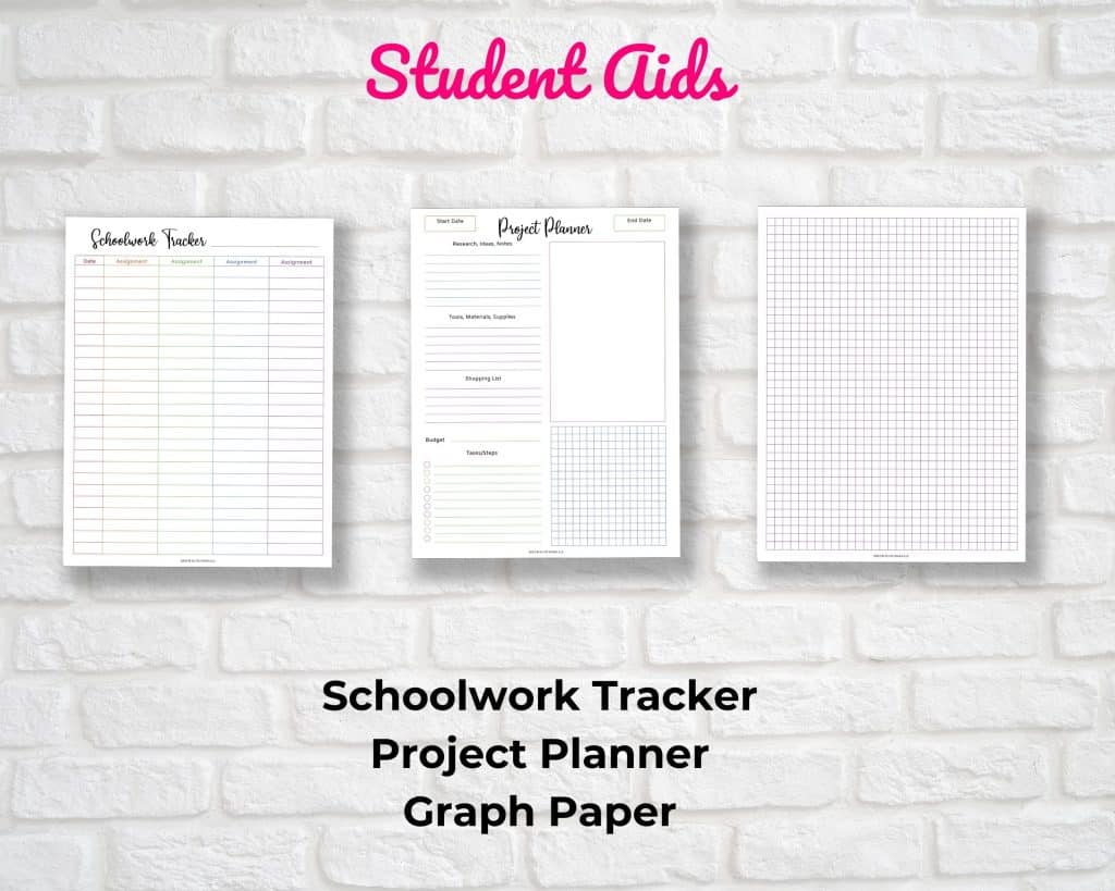 our homeschooling teacher's planner student aid pages