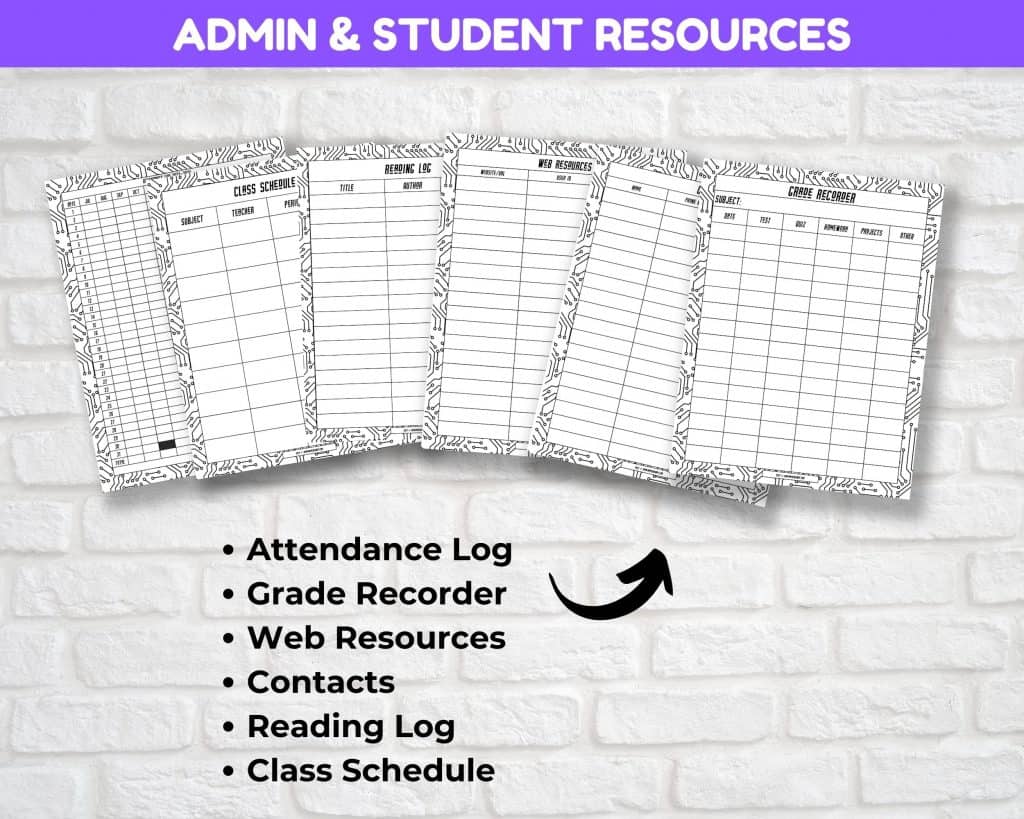 Admin and Student Planner Resource Pages
