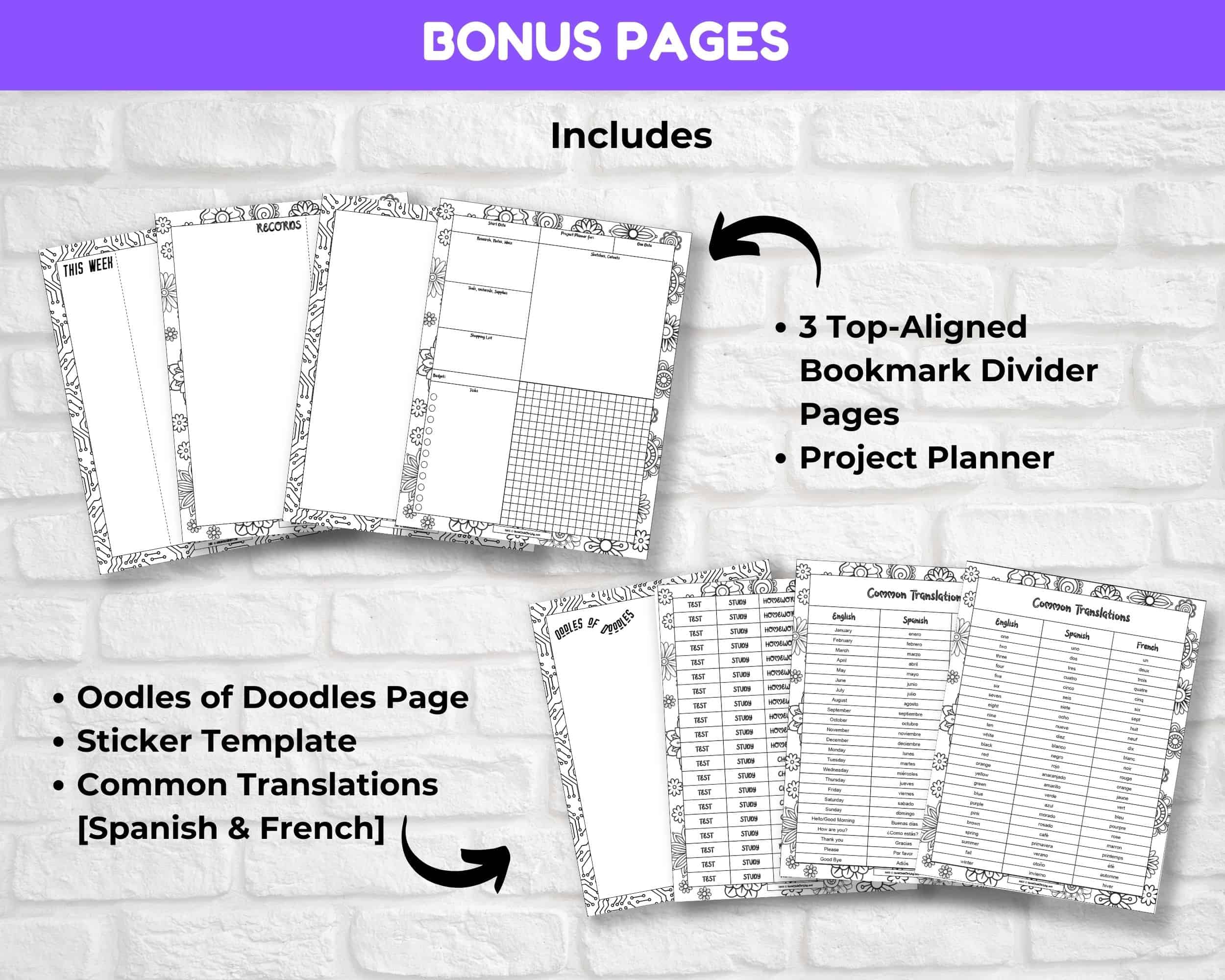 Student planner Bonus Pages