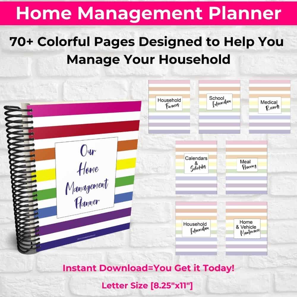 Home Management Planner and 7 Category Dividers