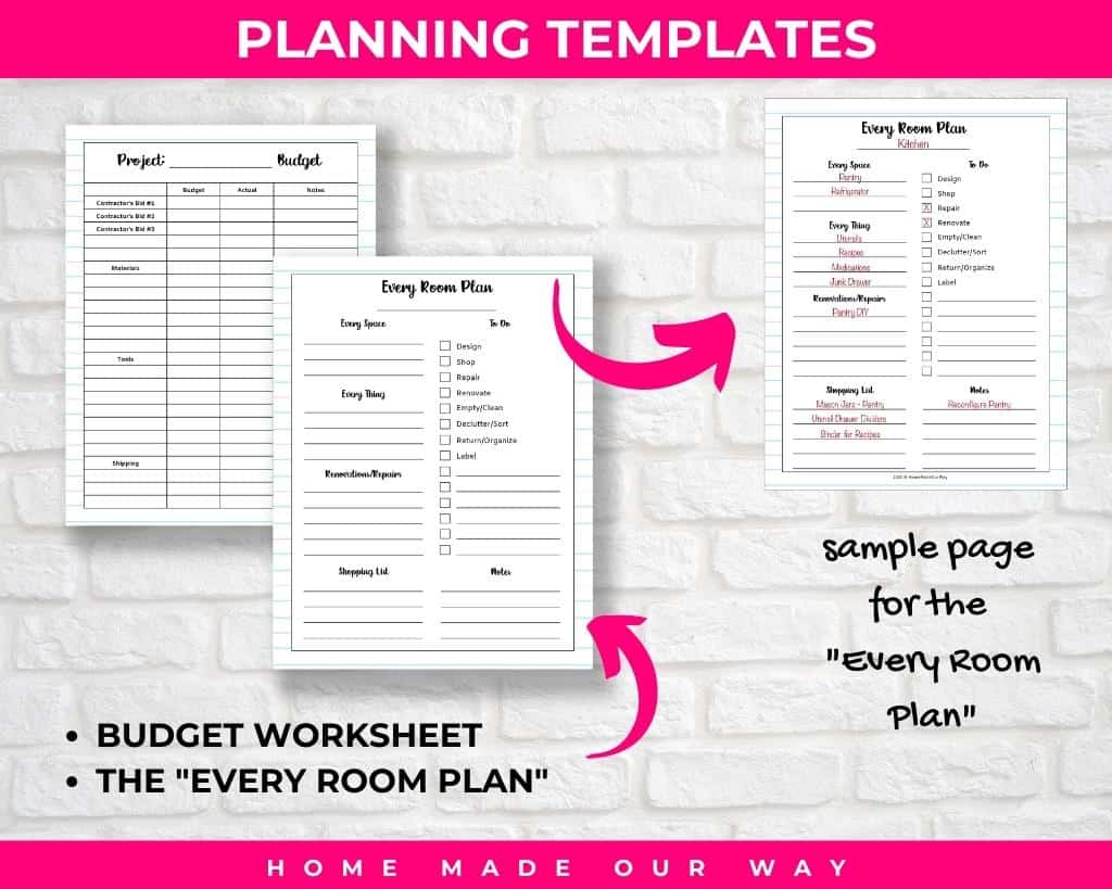 total home workbook planning pages