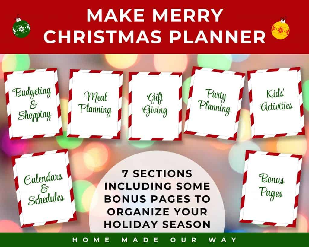 chrismtas planner sections