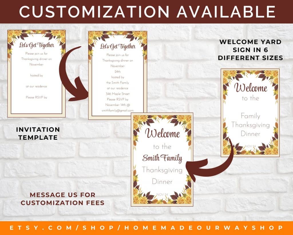Thanksgiving planner customizable and personalization pages