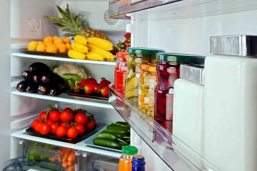 refrigerator with fruits and vegetables
