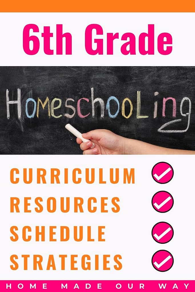 6th Grade homeschooling curriculum, resources, schedule, and strategiers