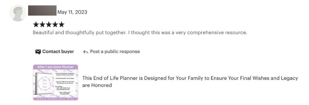 after i am gone planner testimony