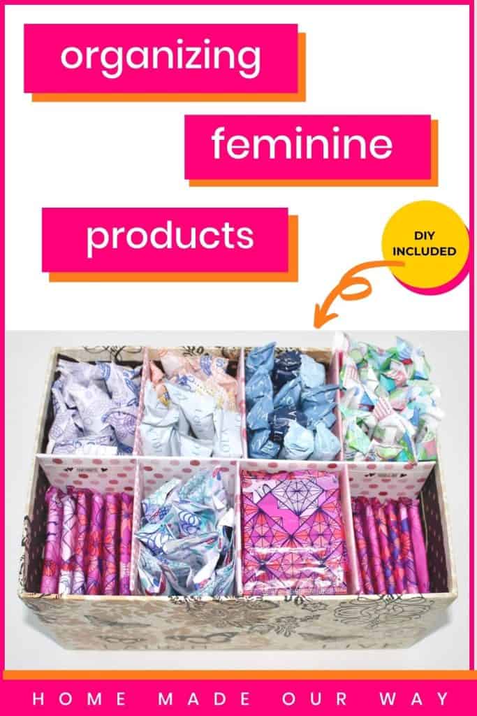 Sanitary Napkin Storage, Menstrual Liner Pads Organizer for Girls Women  Female, Bathroom Vanity Tampons Holder for Day Overnight Pad, Pink
