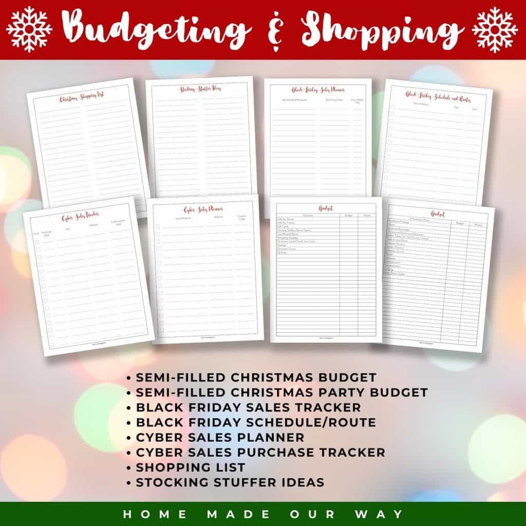 christmas budget and shopping planner