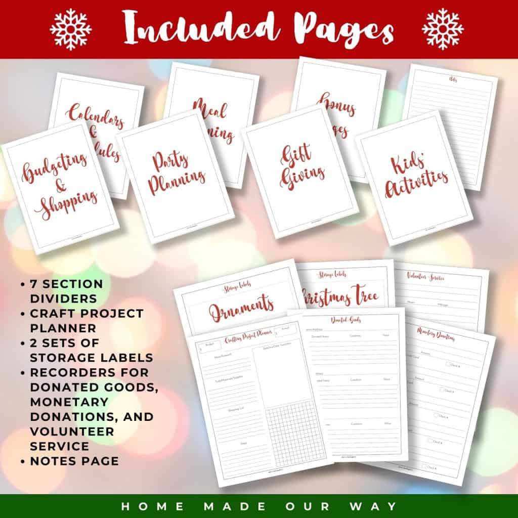 christmas bonus pages in planner
