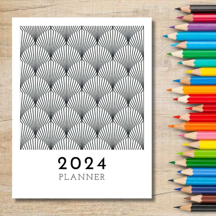 Free 2024 Planner Cover and Coloring Pencils