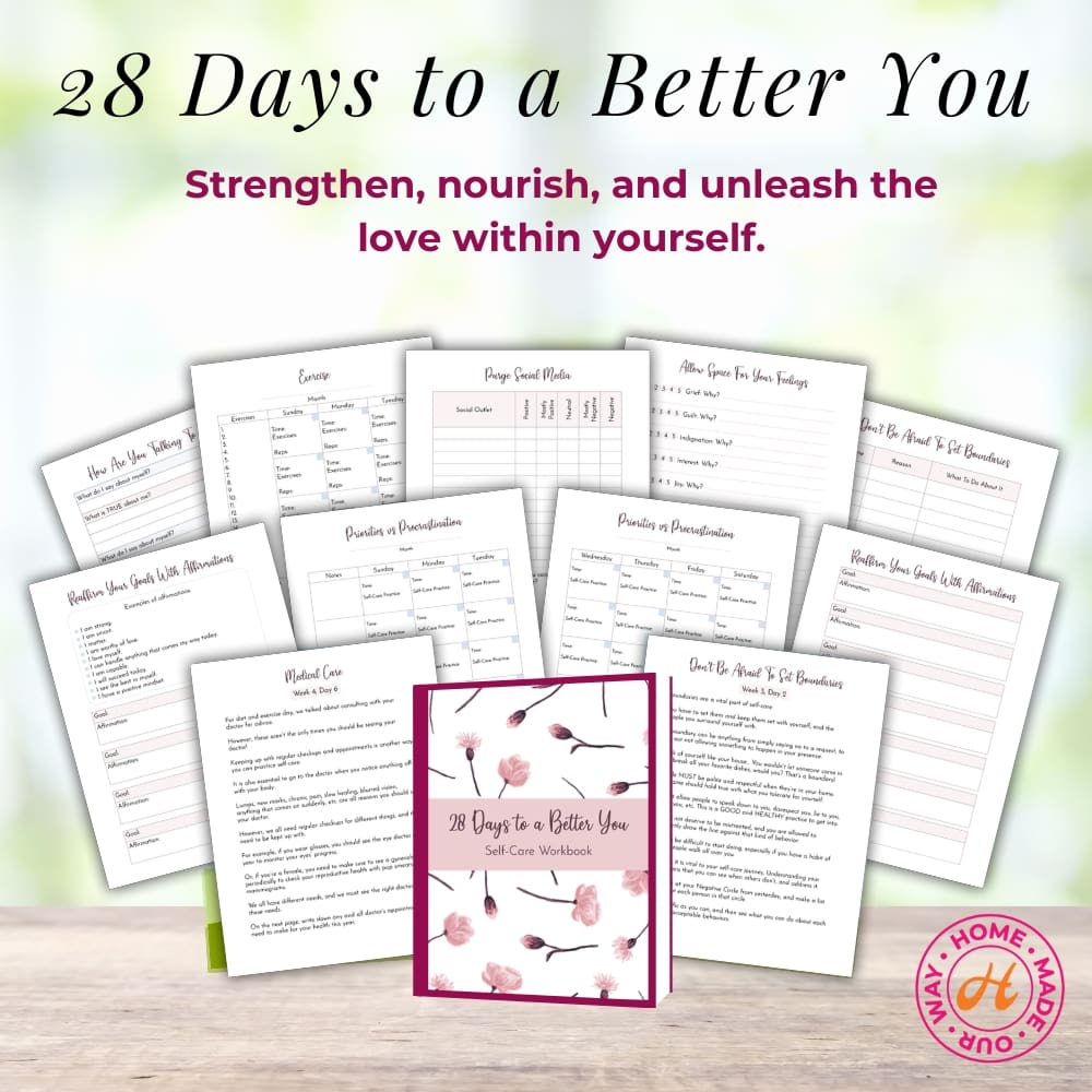 28 Days to a Better You Self Care Workbook Planner Journal
