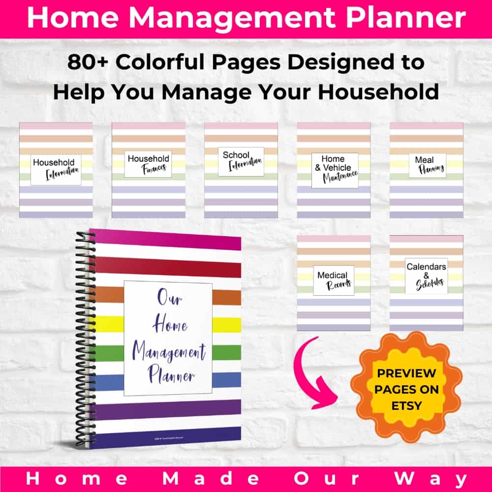 Home Management Planner and 7 Category Dividers