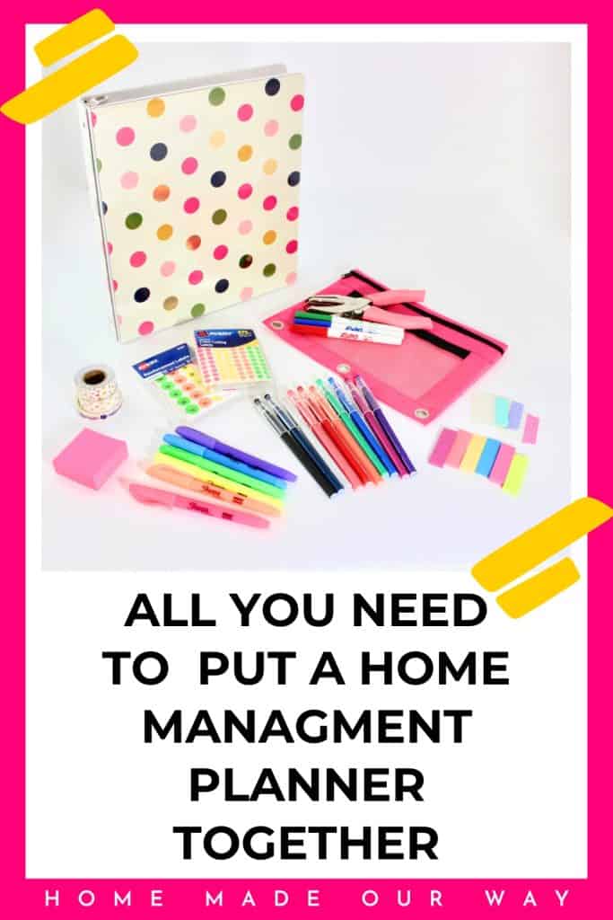 Home Management Planner and Supplies
